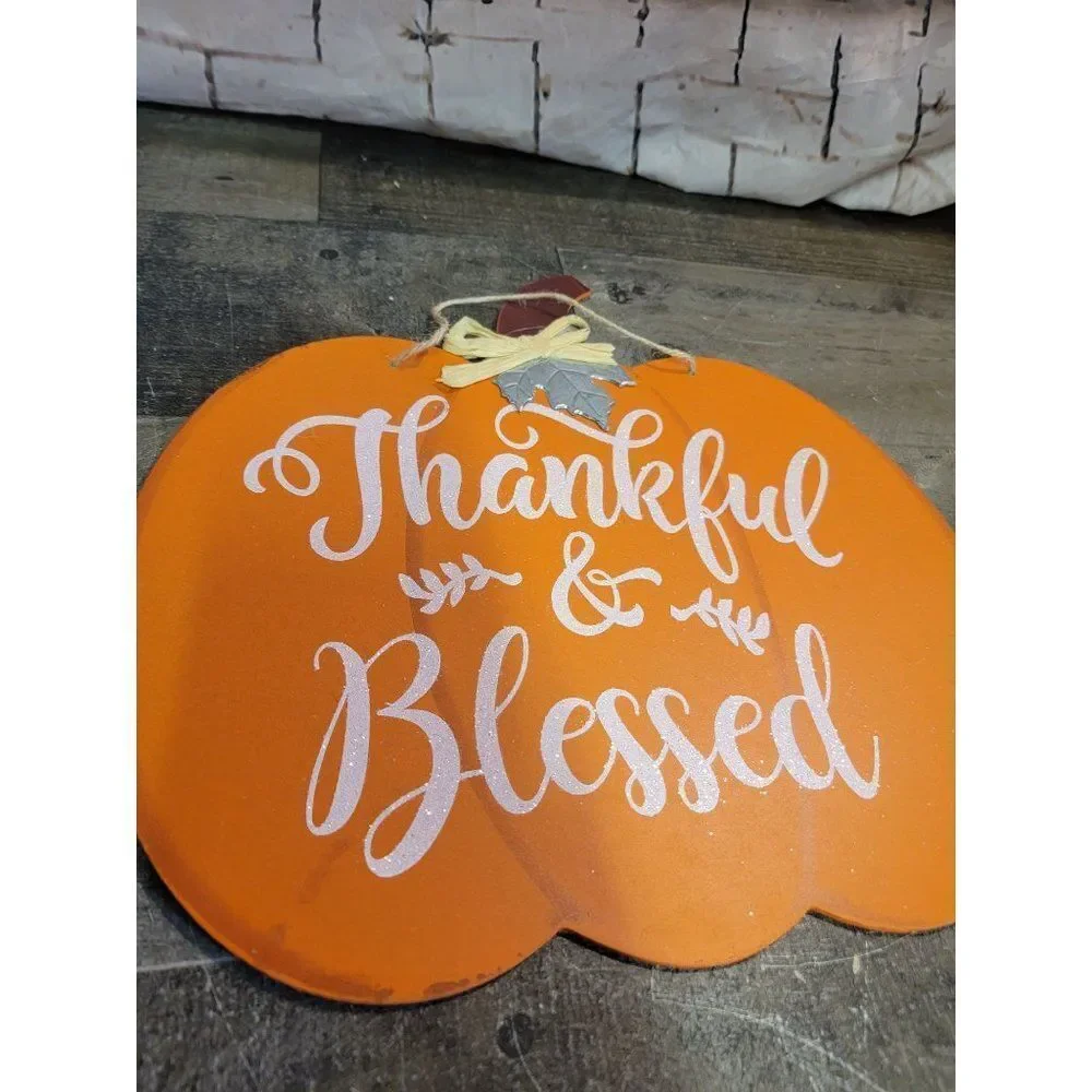 Thankful blessed pumpkin Leaf‎ Harvest Thanksgiving sign decor